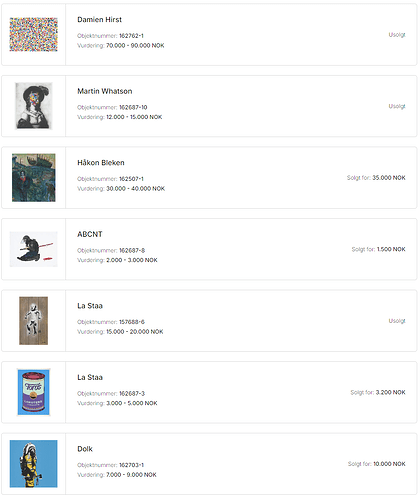 Håkon Bleken del av en annen auksjon