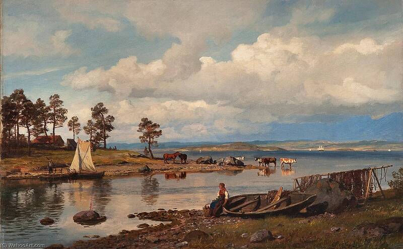 Hans-Gude-Fjord-landscape-with-people